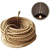 Los mejores  - GreenSun LED Lighting Cable de cuerda de 5M 2 núcleos- 0-75 mm²- cable de tela trenzada de cáñamo para colgar lámparas…